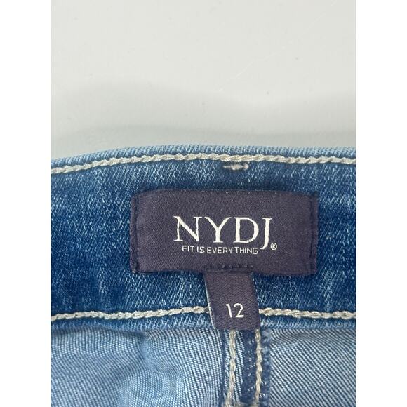 NYDJ Briella Blue Denim Medium Wash Cuffed Bermuda Shorts Stretch Casual 12 - Picture 3 of 10